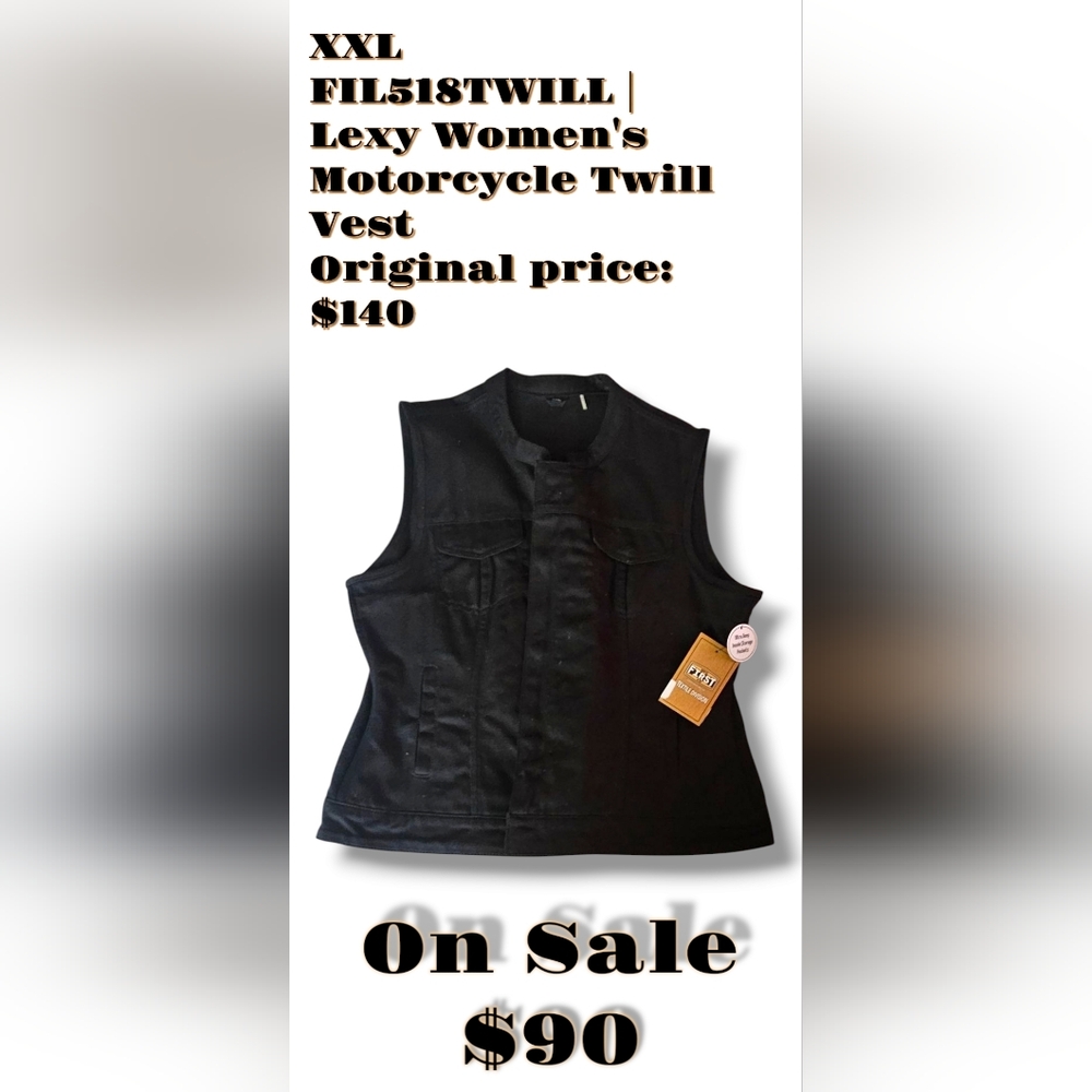 Women's Black Motorcycle Twill Vest